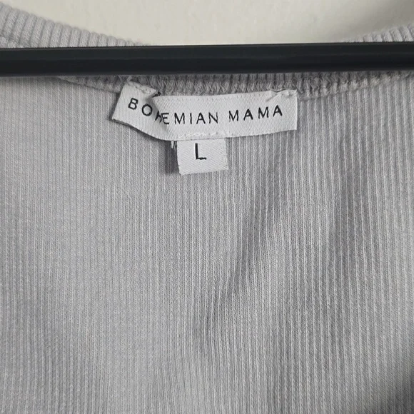 Bohemian Mama 100% Organic Cotton Blue Ribbed Tank - Picture 2 of 2